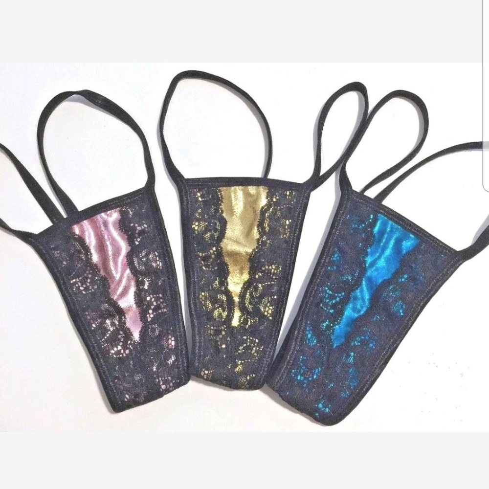 4 Pair Metallic Y-Back Exotic Dancer Thongs